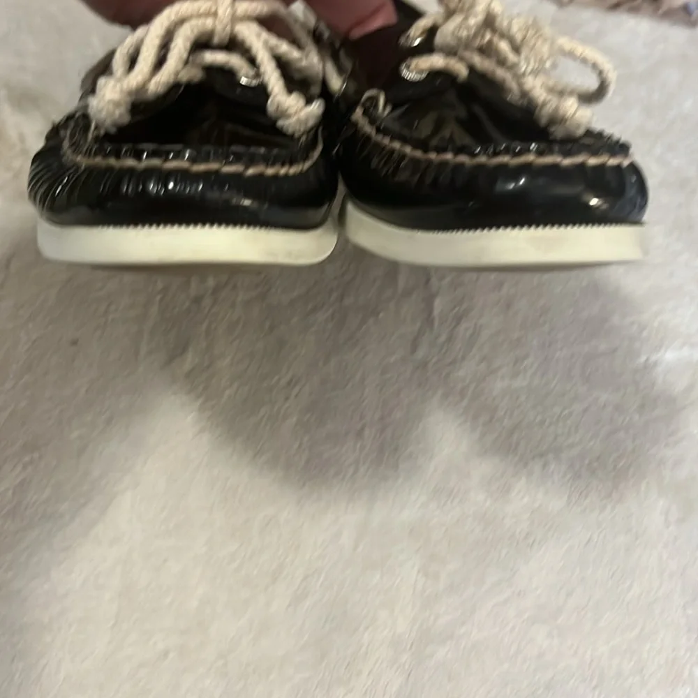 Sperry Black Patent Leather Topsider Loafer Moccasin Non-stick Boat Shoes